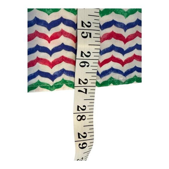 Talbots Tunic Medium Colorful Whale Tail Wavy Print Tie Sleeve Popover Blouse - Picture 7 of 8